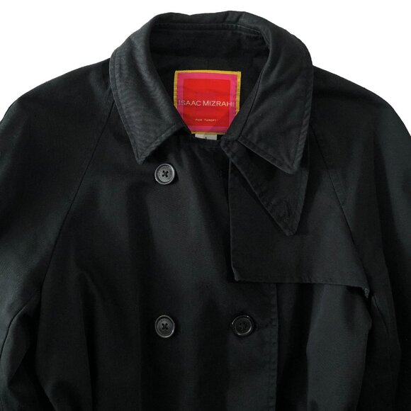 Isaac Mizrahi Target Trench Coat Womans Size S Black Double Breasted Rain Coat - Picture 9 of 16
